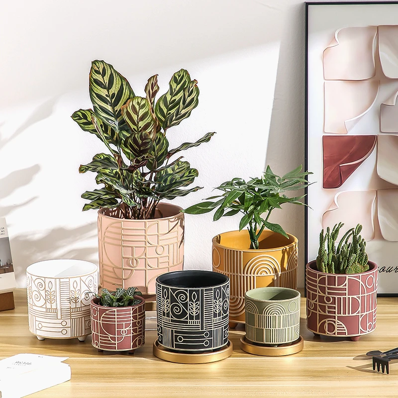 Aloe Vera Pot - Eenvoudige cilindrische keramische bloempot vetplant ingemaakte